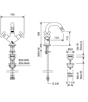 CROSS - Countertop 1 hole bidet tap by Park Avenue - view 3